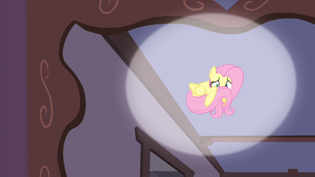 File:Fluttershy hiding behind her tail S4E14.png
