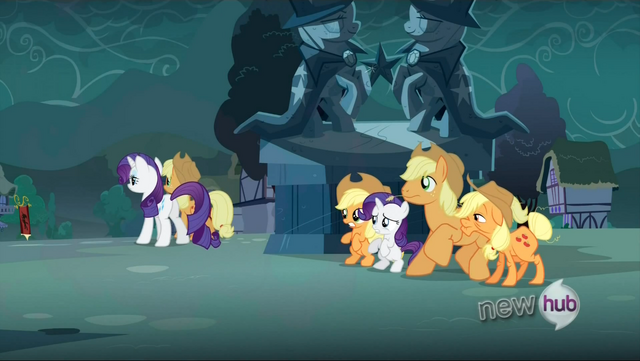 File:Applejack and Rarity switch out S3E5.png