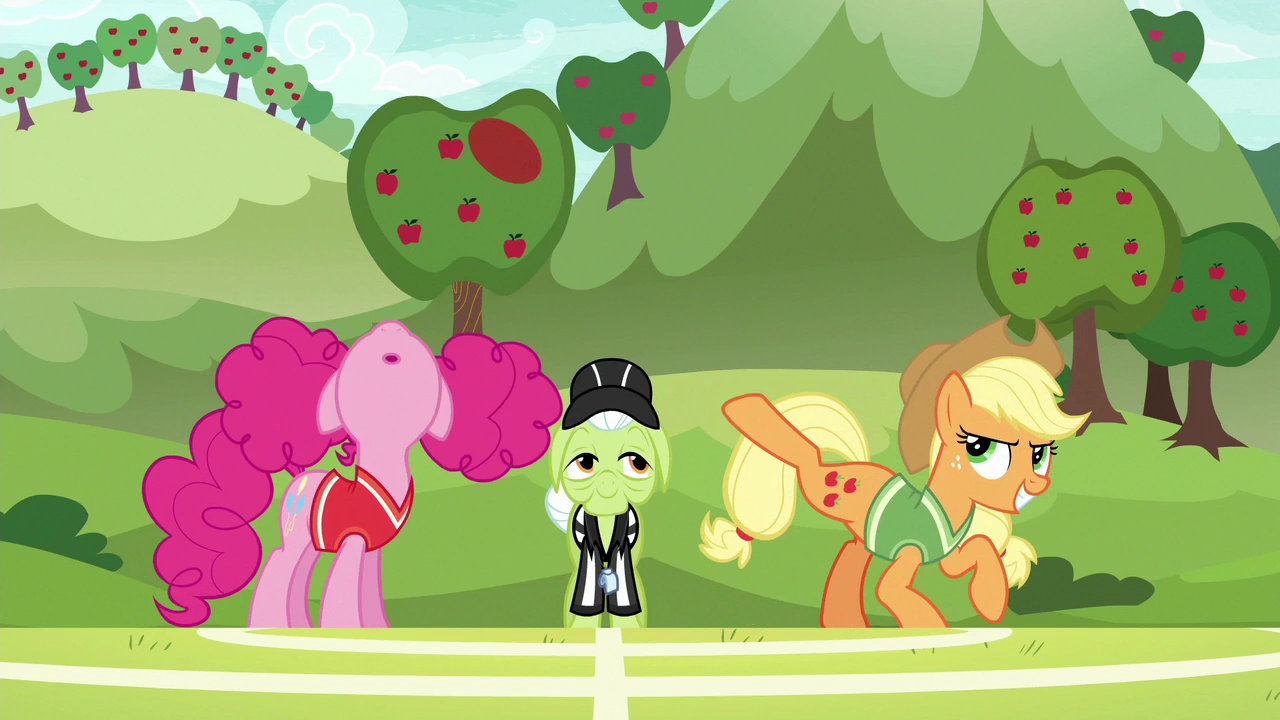 Image Applejack bucks Fluttershy's served ball S6E18.png My Little