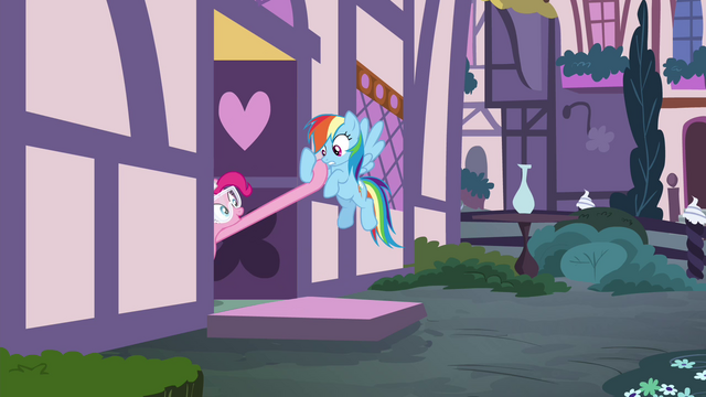 File:Pinkie Pie pulling Rainbow in S4E18.png