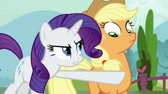 File:Rarity restraining Applejack's anger S7E9.png