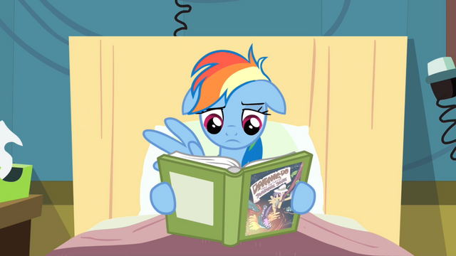 File:Rainbow Dash reading book with no excitement S2E16.png