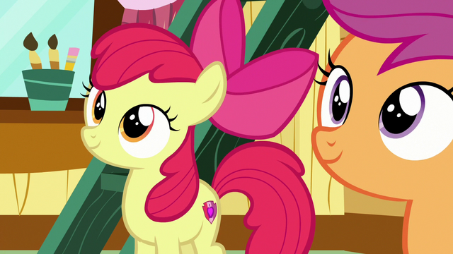 File:Apple Bloom and Scootaloo look at wall of helped ponies S7E6.png