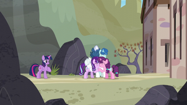 File:Starlight and the Our Town ponies hugging S5E26.png