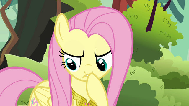 File:Fluttershy thinking "that does explain the paper eating" S03E10.png