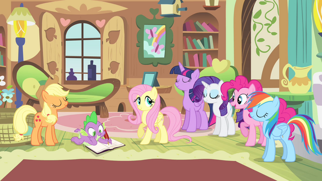 File:Ponies agreeing with Fluttershy S4E07.png