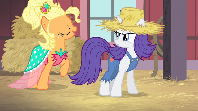 File:Applejack imitating Rarity S4E13.png