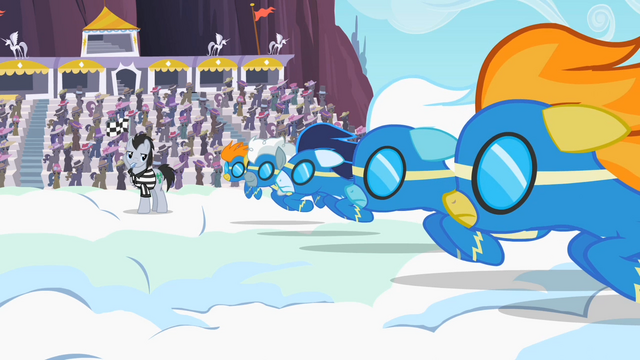 File:Wonderbolts getting ready to race S2E9.png