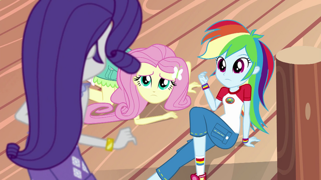 File:Rarity standing over Rainbow and Fluttershy EG4.png