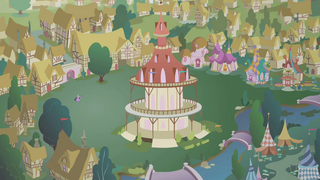File:Twilight and Spike in an empty Ponyville S1E09.png