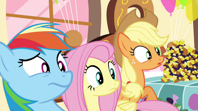 File:Rainbow, Fluttershy and AJ weirded out S4E18.png