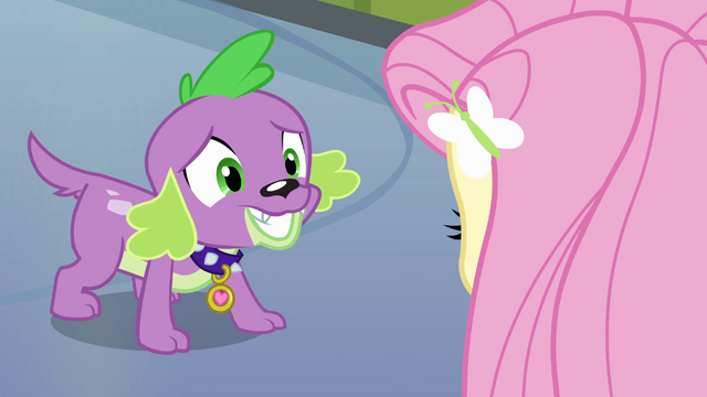 File:Nervous Spike and Fluttershy EG.png