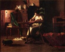 Woman-writing-at-a-table