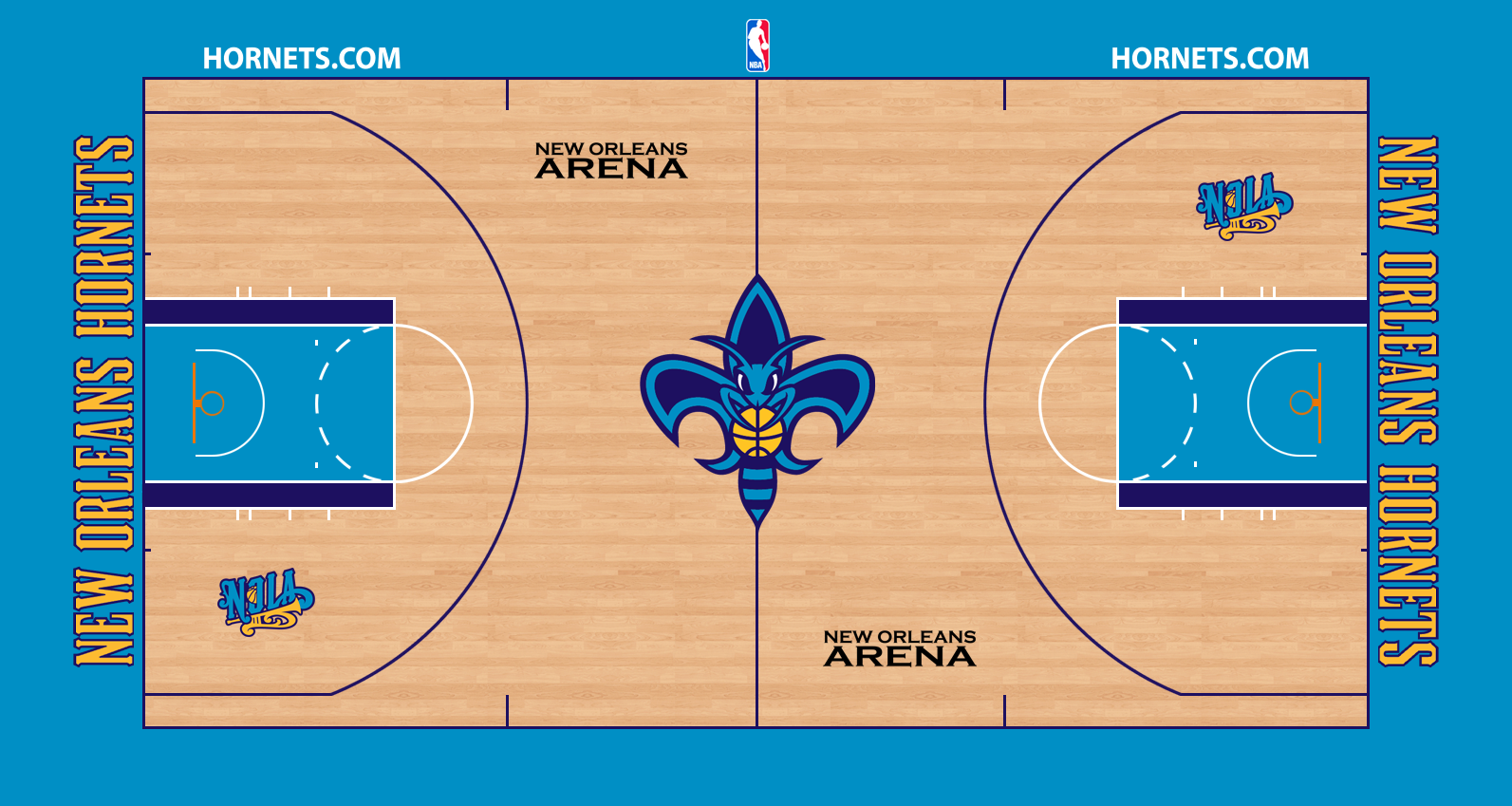 Image New Orleans Hornets court logo 2010 2013 png Basketball Wiki