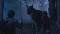 5x13 Hercule Cerbère chien à trois têtes des Enfers lance rencontre affrontement confrontation nuit Royaume forêt enchantée
