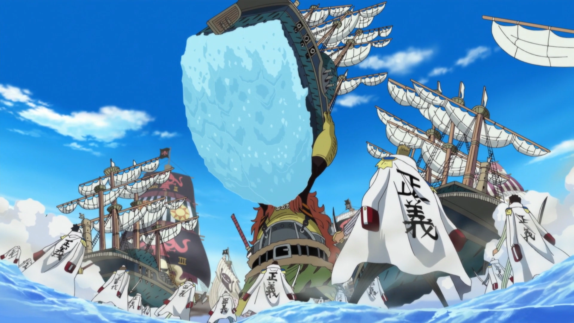 Image Oars Jr. lifting a Marine Battleship.png One Piece Wiki