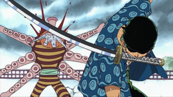 Zoro duella con Hacchan