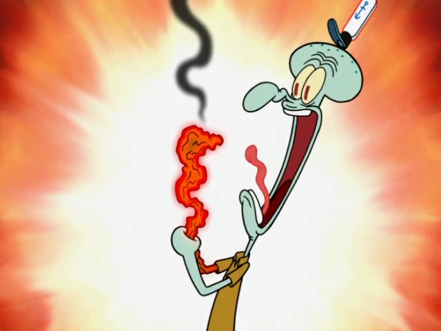 Image - Squidward screaming as he burns on tentacles ...