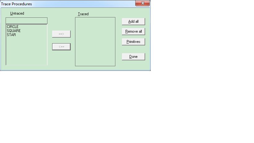 Debug dialog