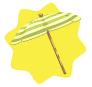 Green striped beach umbrella