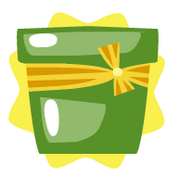 Green pot with ribbon