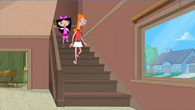File:Candace and isabella coming down the stairs while singing only trying to help.jpg
