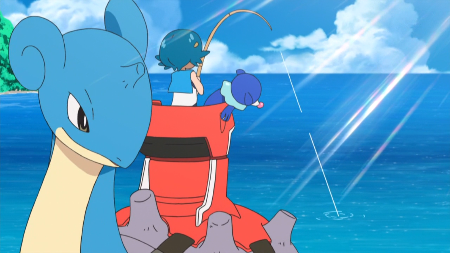 Resultado de imagen de pokemon fishing anime sun moon