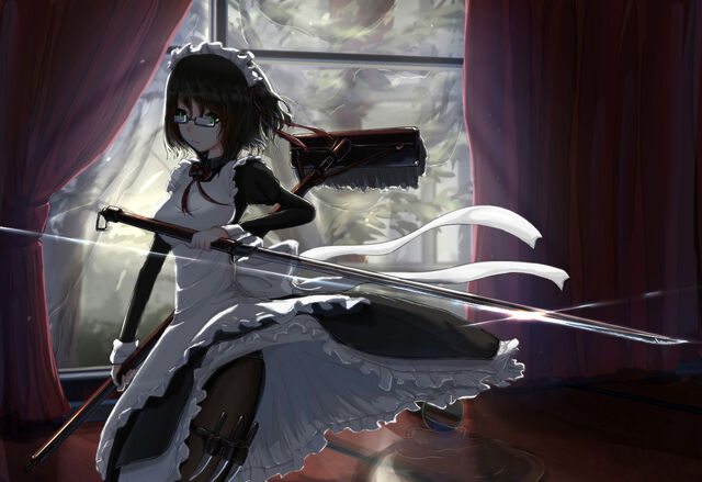 File:Main dress anime glasses green eyes katana kikivi maid original sword weapon HD Wallpaper Background Photo Image Picture.jpg