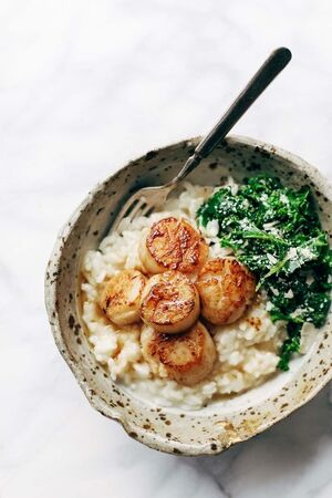 Creamy risotto scallops