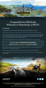 RuneScape 3 Beta email