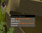 Broken pickaxe right click options