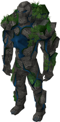 Sapphire golem outfit equipped