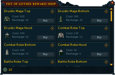 Fist of Guthix Reward Shop stock