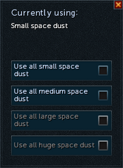 Space dust selection