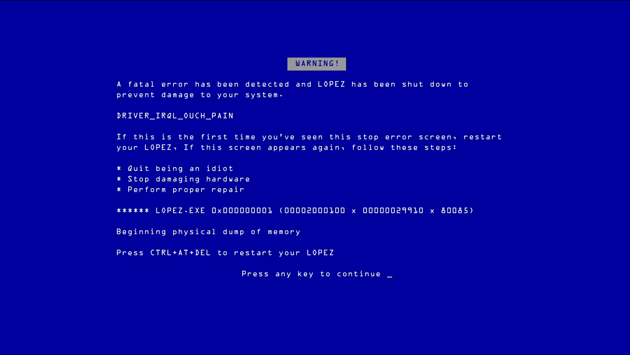 Image - Lopez's Blue Screen of Death.png | Red vs. Blue Wiki | FANDOM ...