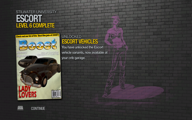 File:Escort Vehicles unlocked by Escort Level 6 in Saints Row 2.png