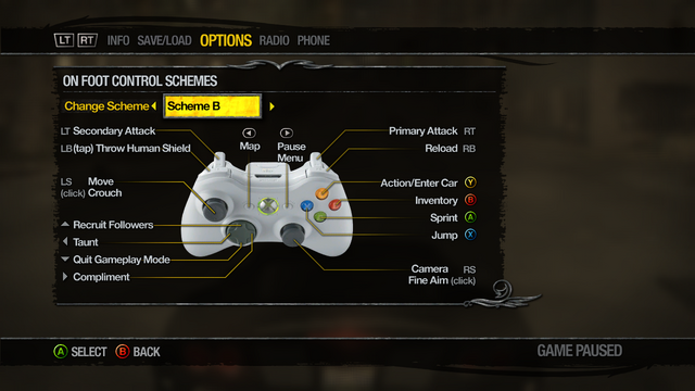 File:Saints Row 2 Menu - Options - Controls - On Foot Control Schemes - Scheme B.png
