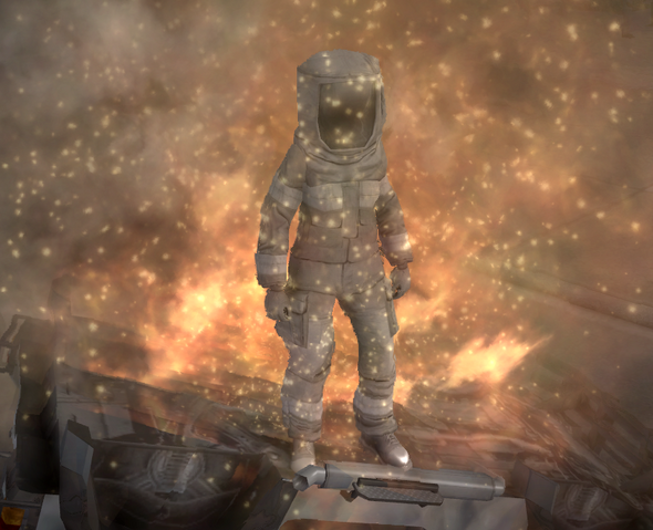 File:Fire Fighter Suit outfit - standing in fire as proof of fireproofing.png