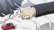 Makoto holds Sekai's hand