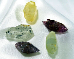 Several corundum crystals