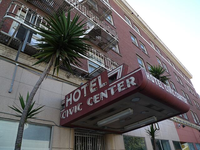 File:Civic Center Hotel entrance.jpg