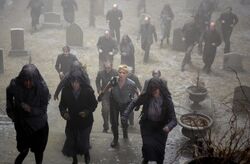 Cybil & others heading for the church