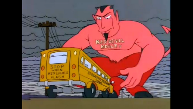 File:SatanAdvertisingStatueGrabsTheSchoolBusWithTheKidsAndOttoInsideIt.png
