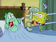 SquidBob character in hospital