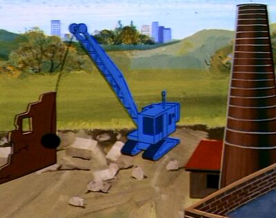 Crane with wrecking ball
