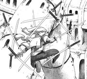 Mikuo usando sus espadas.png