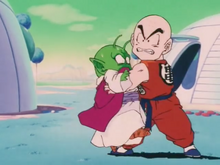 Krillin saves Dende