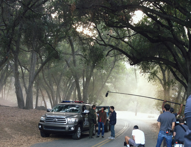 File:Teen Wolf Season 3 Behind the Scenes Linden Ashby Tyler Posey Dylan O'brien on location Tapia Park.png