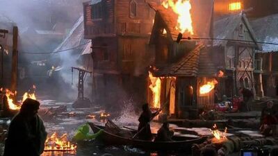 Lake town burn