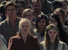 Gale, Prim y la Sra. Everdeen en la cosecha